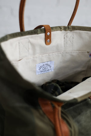 WWII era Salvaged Canvas Patchwork Tote Bag