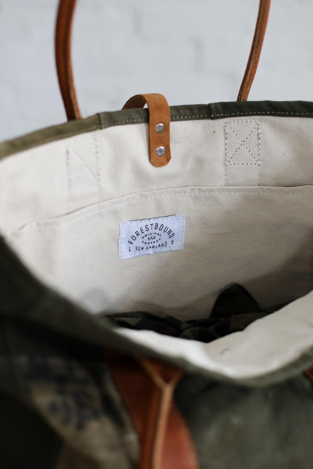 WWII era Salvaged Canvas Patchwork Tote Bag