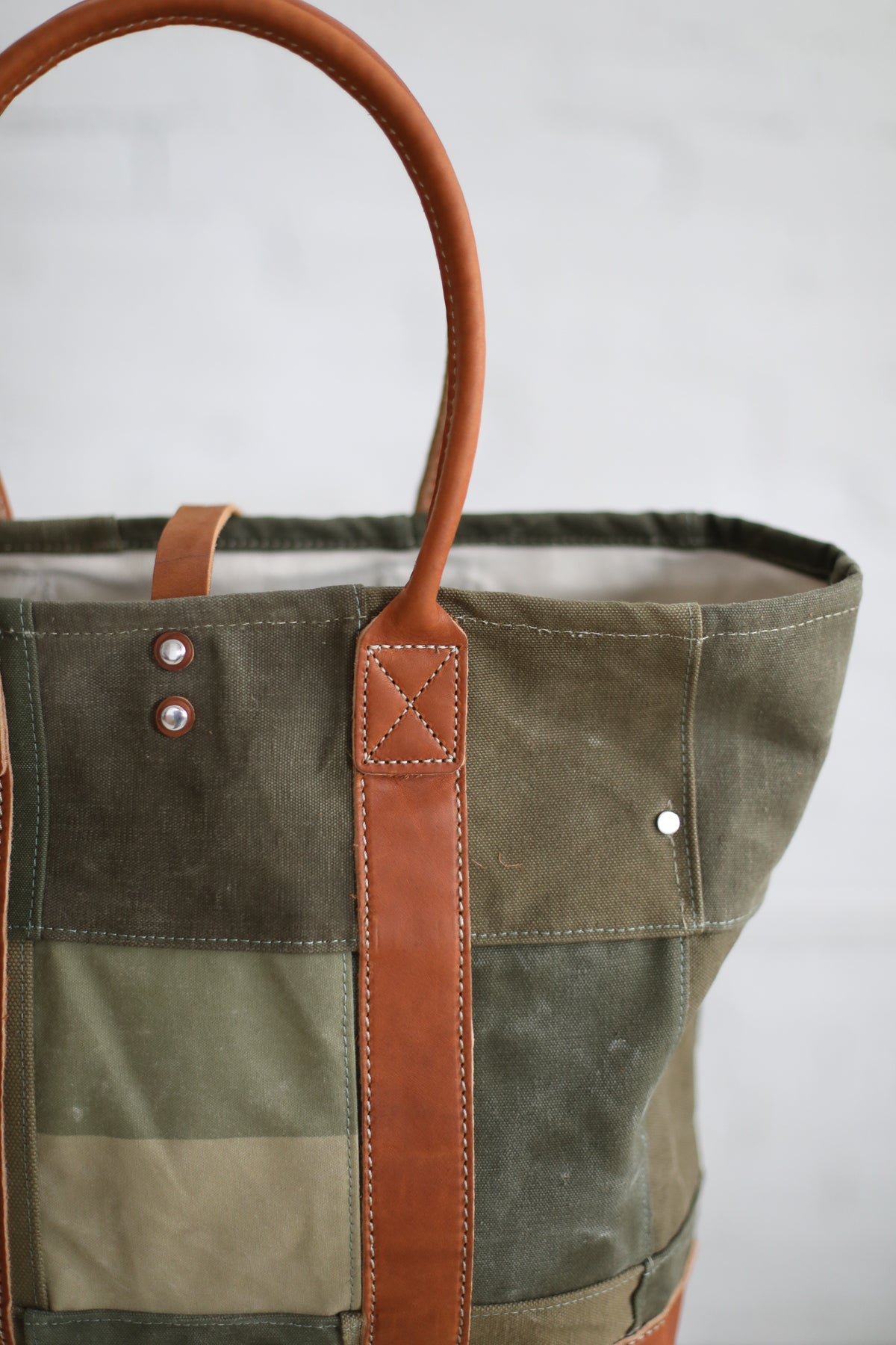 WWII era Salvaged Canvas Patchwork Tote Bag