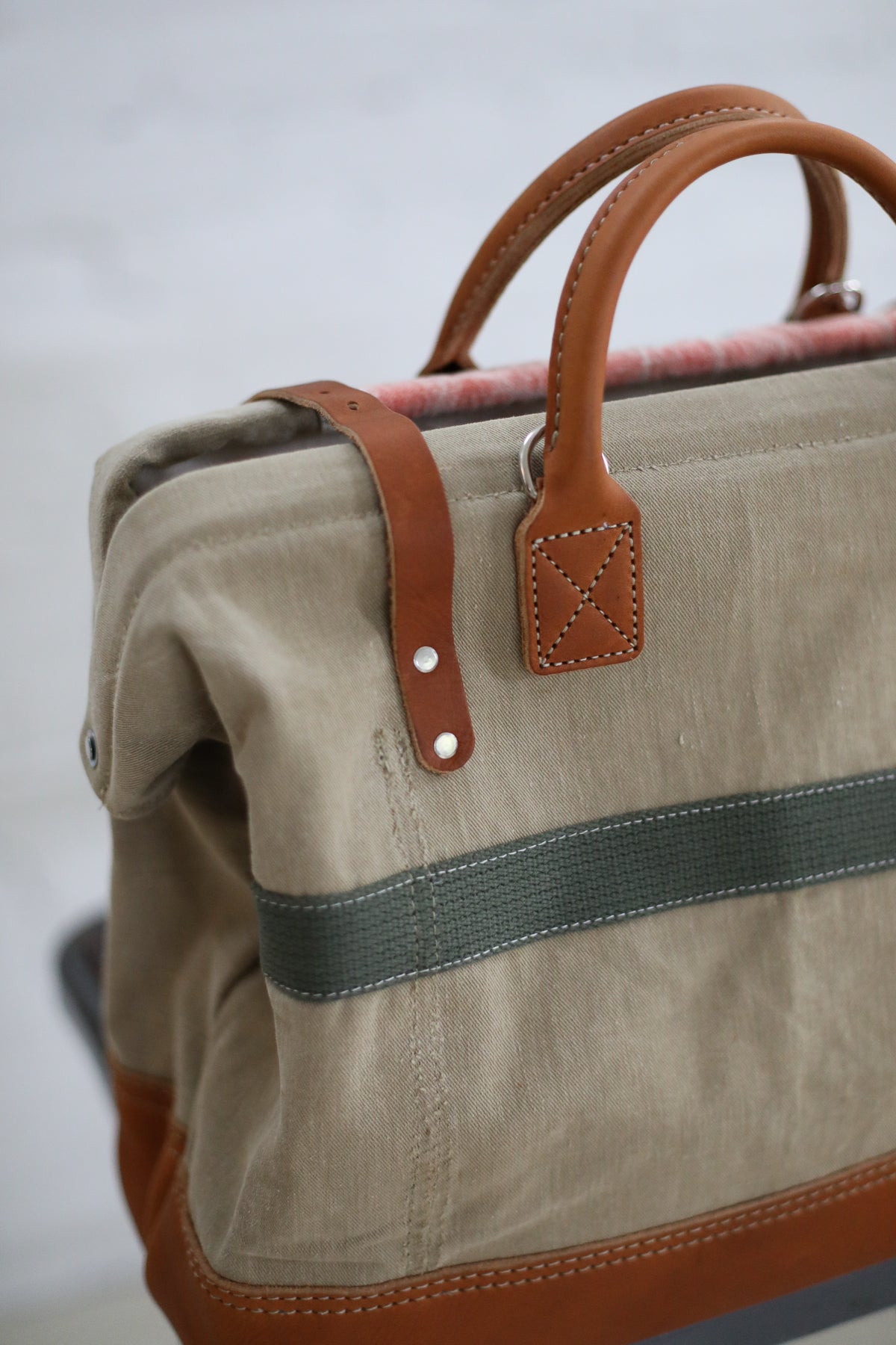 WWII era Salvaged Canvas and Work Apron Carryall