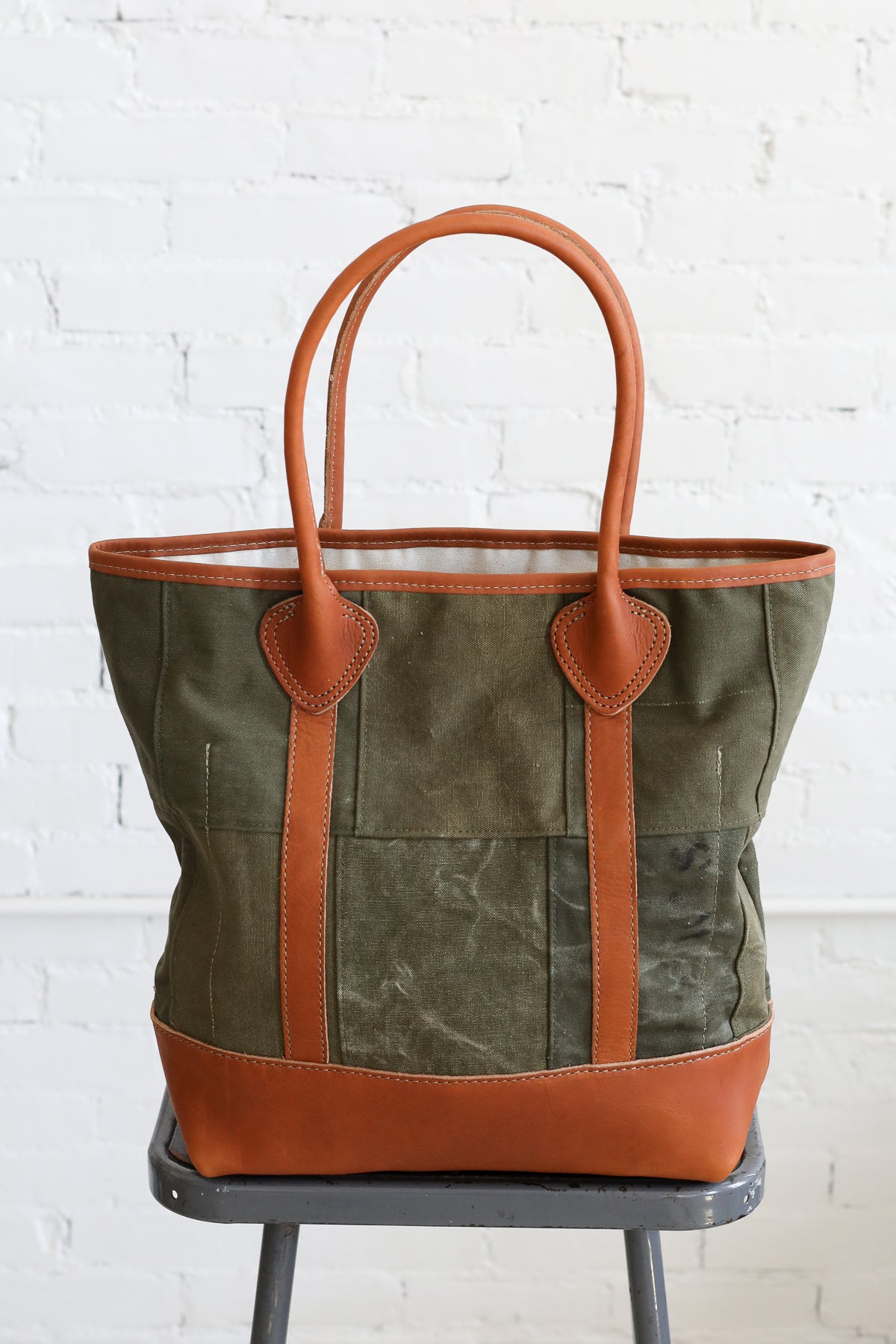 1940's era Salvaged Canvas Patchwork Tote Bag