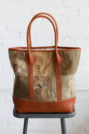 1940's era Salvaged Canvas Patchwork Tote Bag