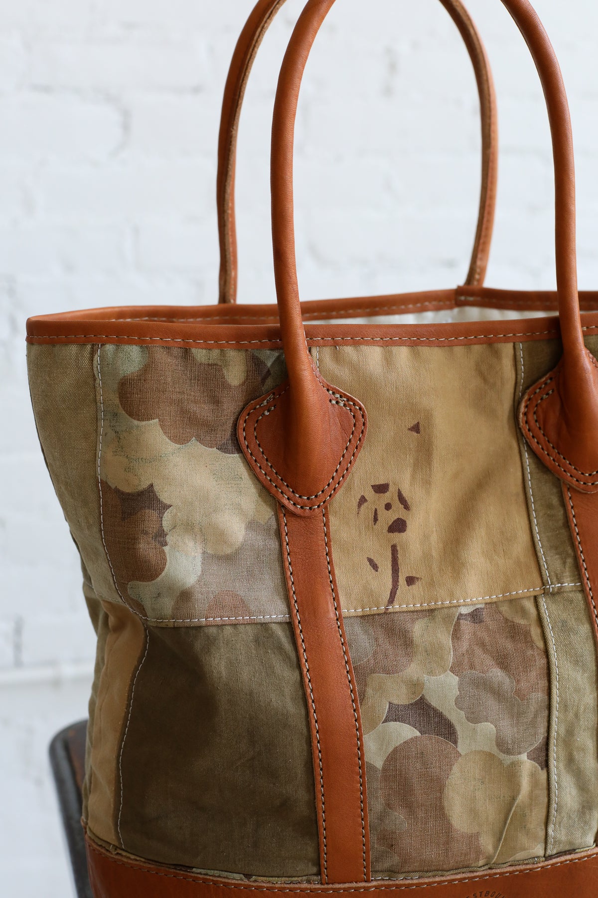 1940's era Salvaged Canvas Patchwork Tote Bag