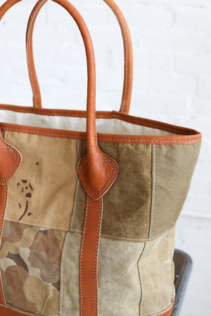 1940's era Salvaged Canvas Patchwork Tote Bag