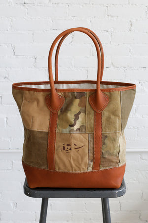 1940's era Salvaged Canvas Patchwork Tote Bag