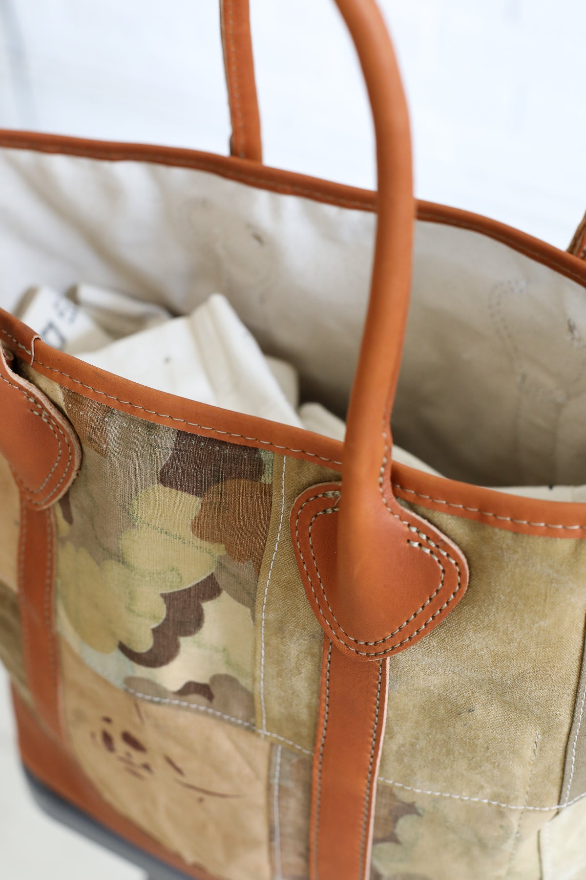 1940's era Salvaged Canvas Patchwork Tote Bag