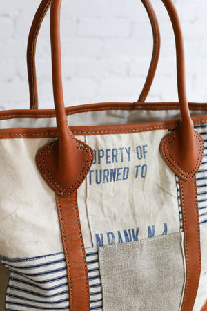 1950's era Salvaged Canvas Patchwork Tote Bag