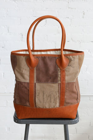 1950's era Salvaged Canvas Patchwork Tote Bag