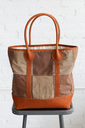 1950's era Salvaged Canvas Patchwork Tote Bag