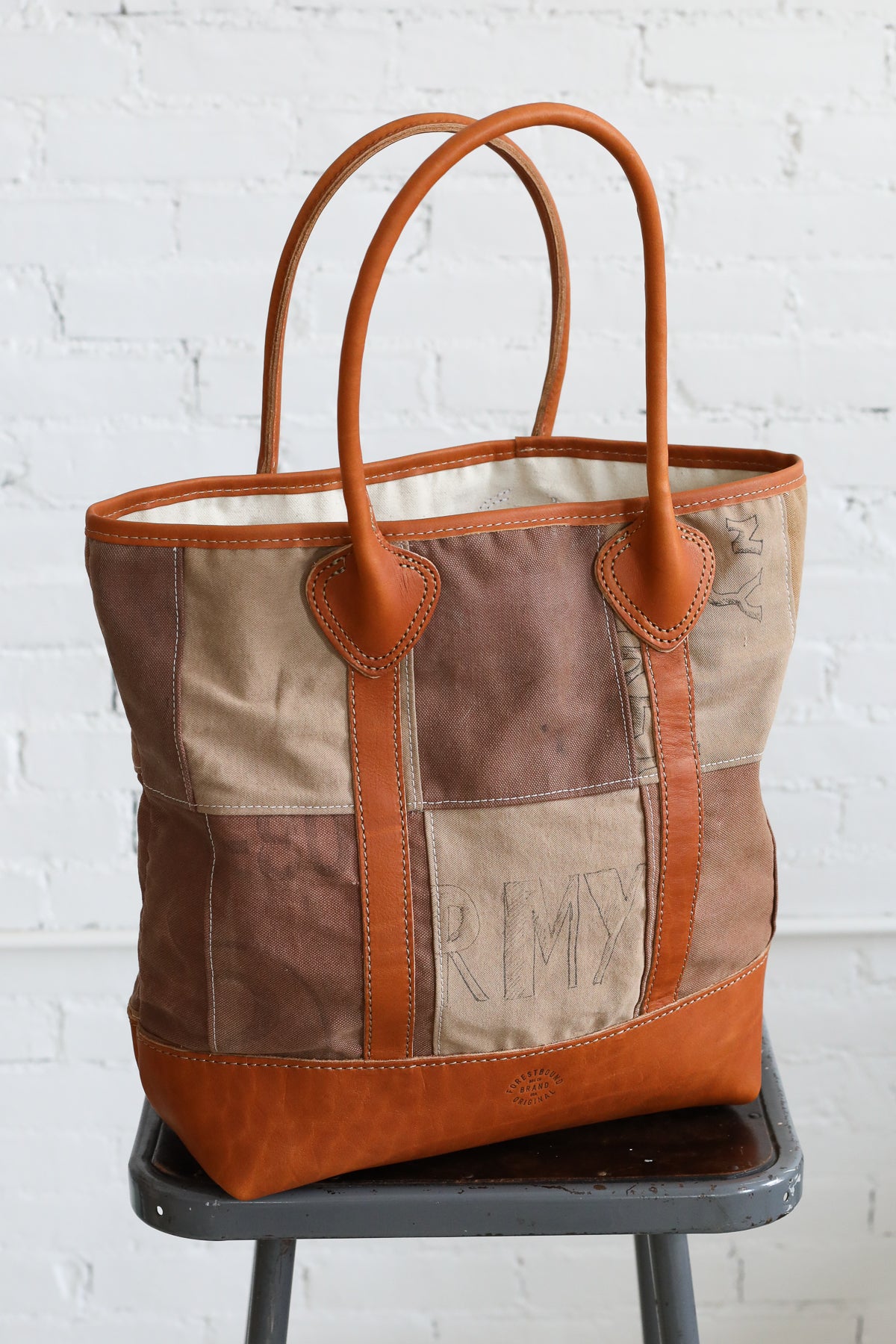 1950's era Salvaged Canvas Patchwork Tote Bag