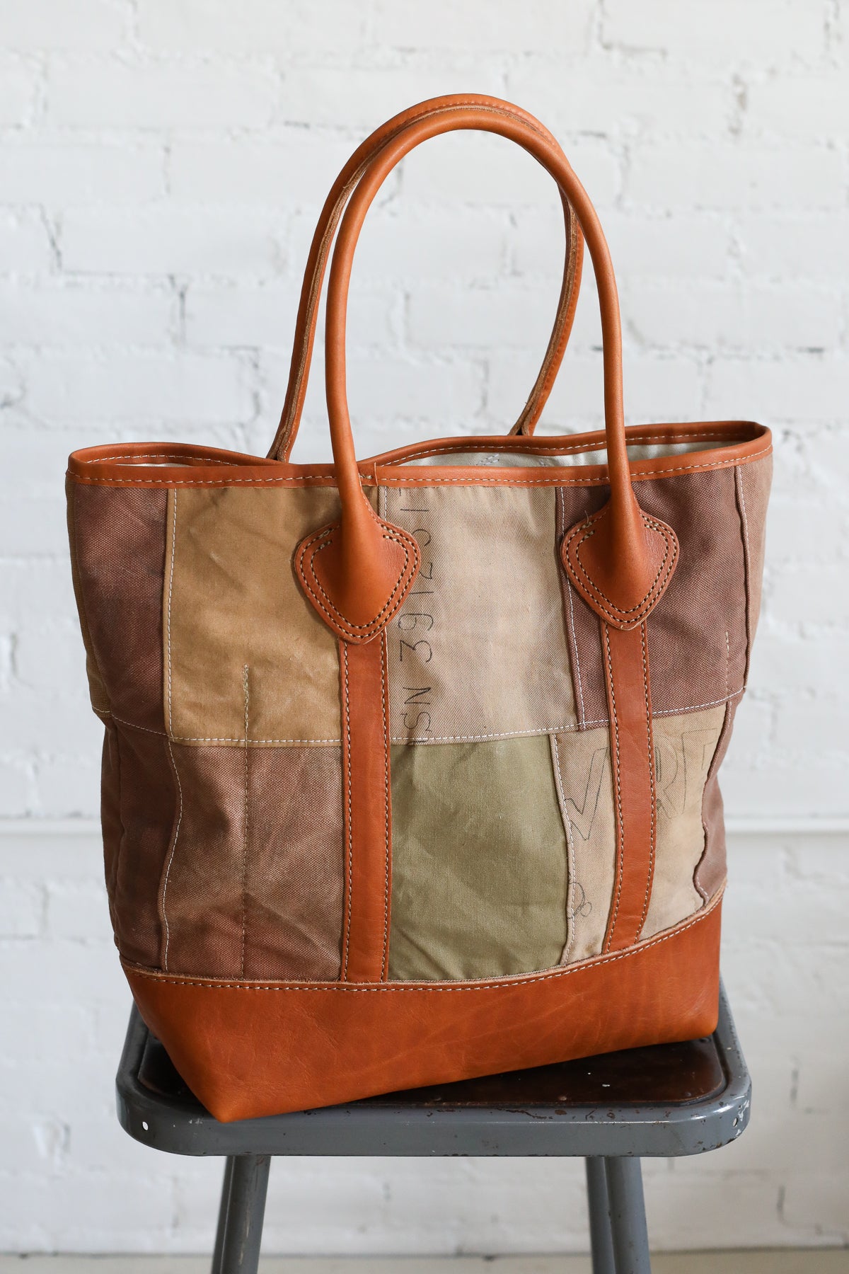 1950's era Salvaged Canvas Patchwork Tote Bag