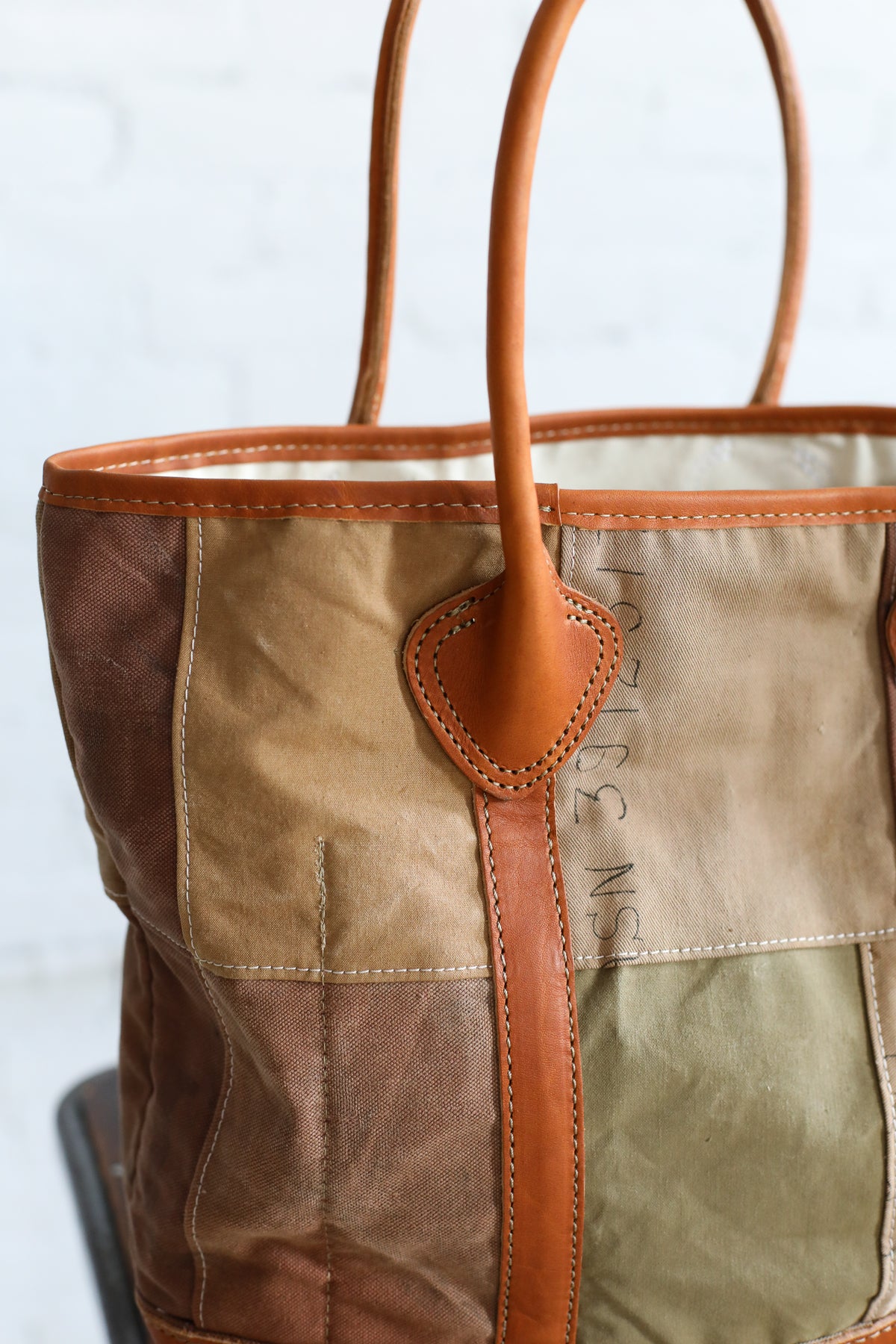 1950's era Salvaged Canvas Patchwork Tote Bag