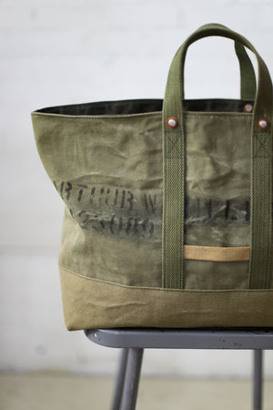 WWII era Salvaged Military Canvas Tote Bag