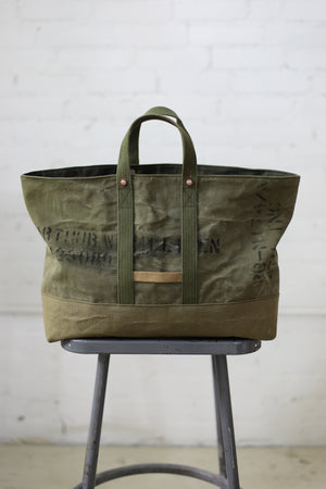 WWII era Salvaged Military Canvas Tote Bag