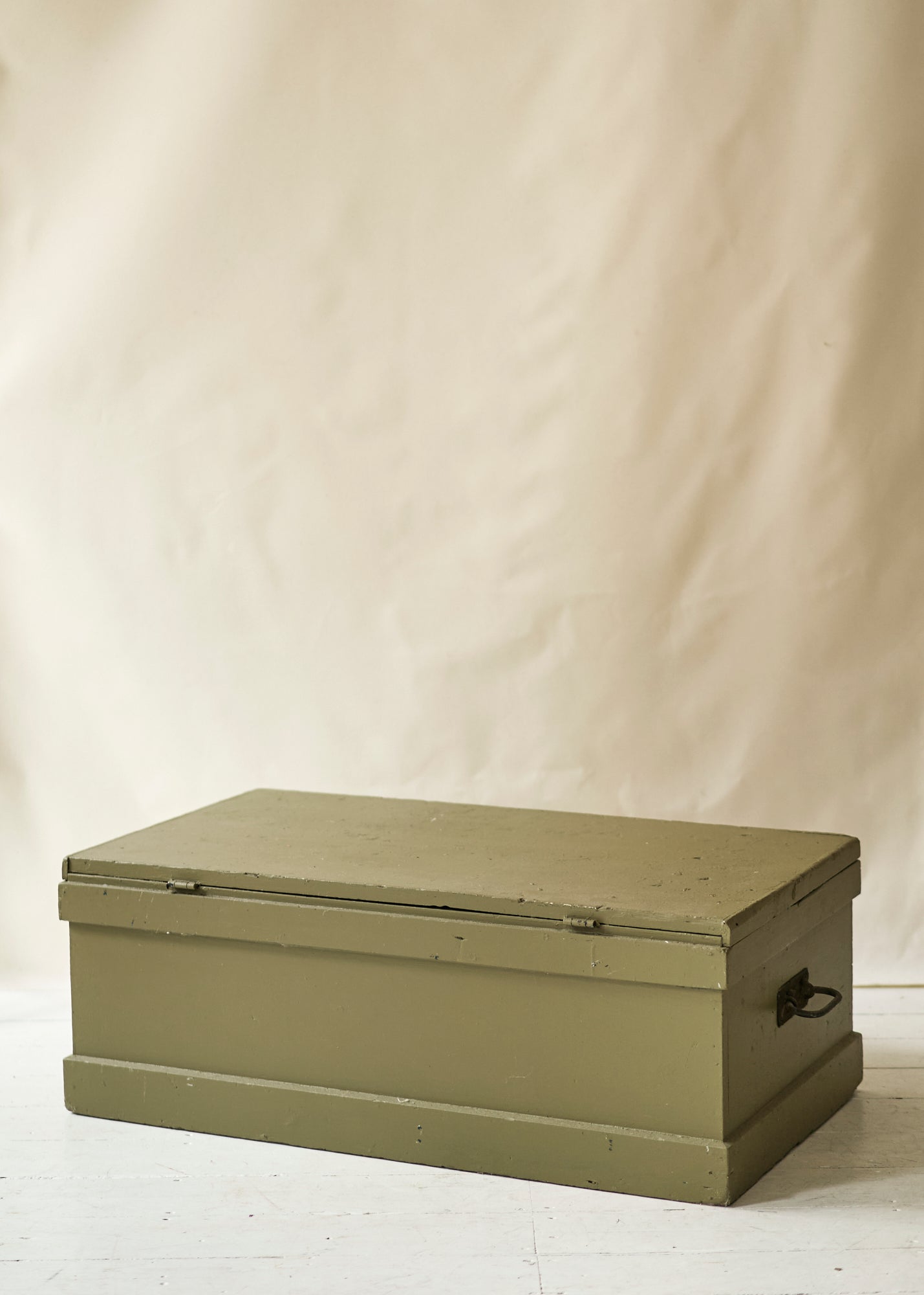 Green Painted Wood Storage Trunk