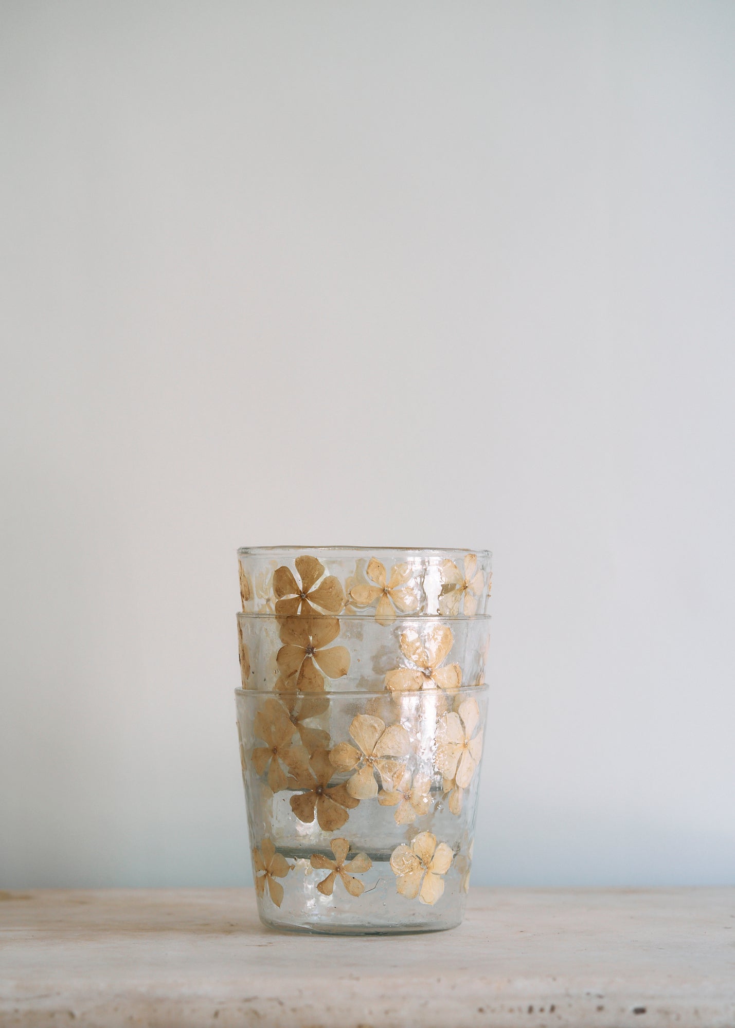 Pressed Flower Glass Tumbler