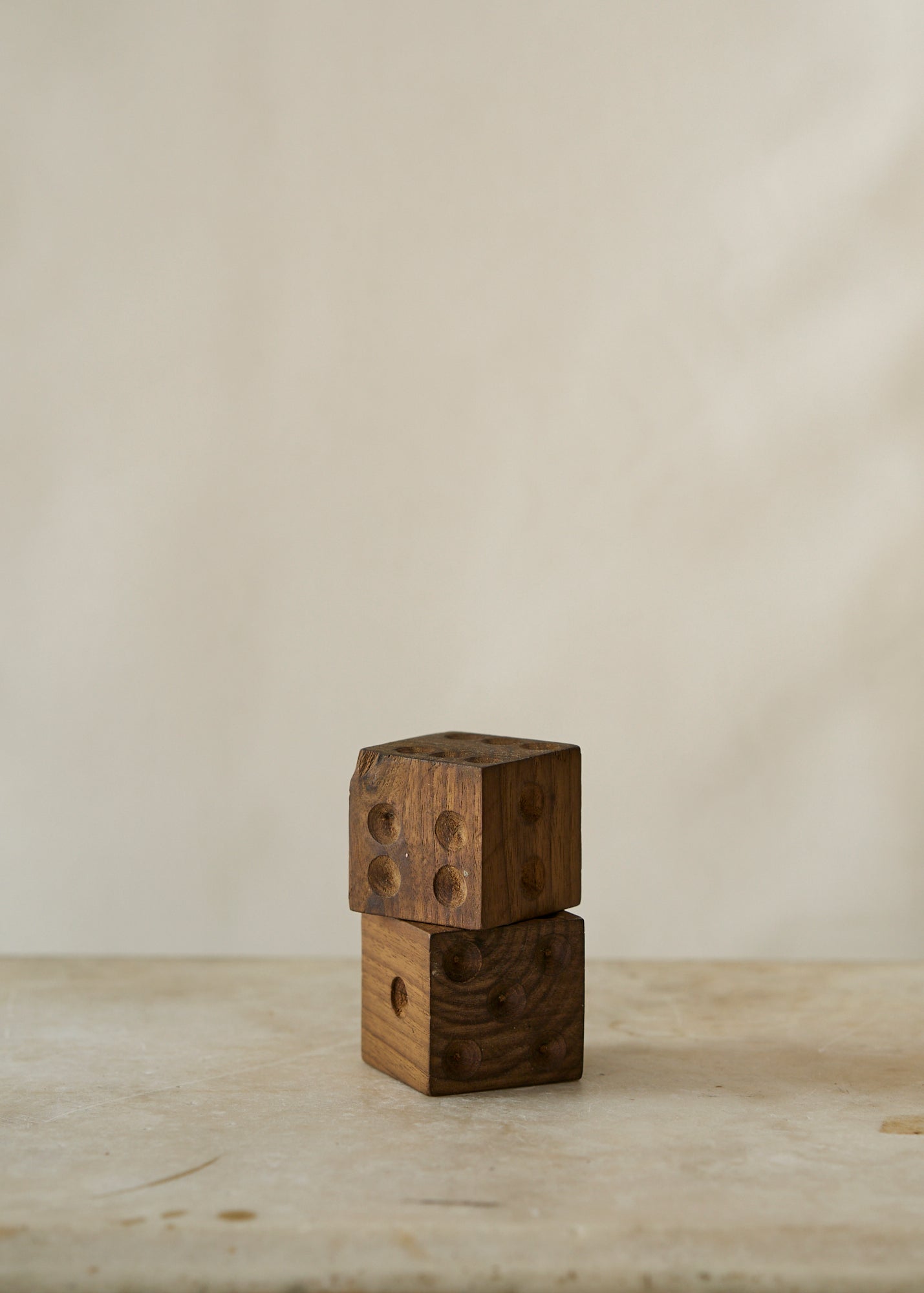 Folk Art Carved Wooden Dice