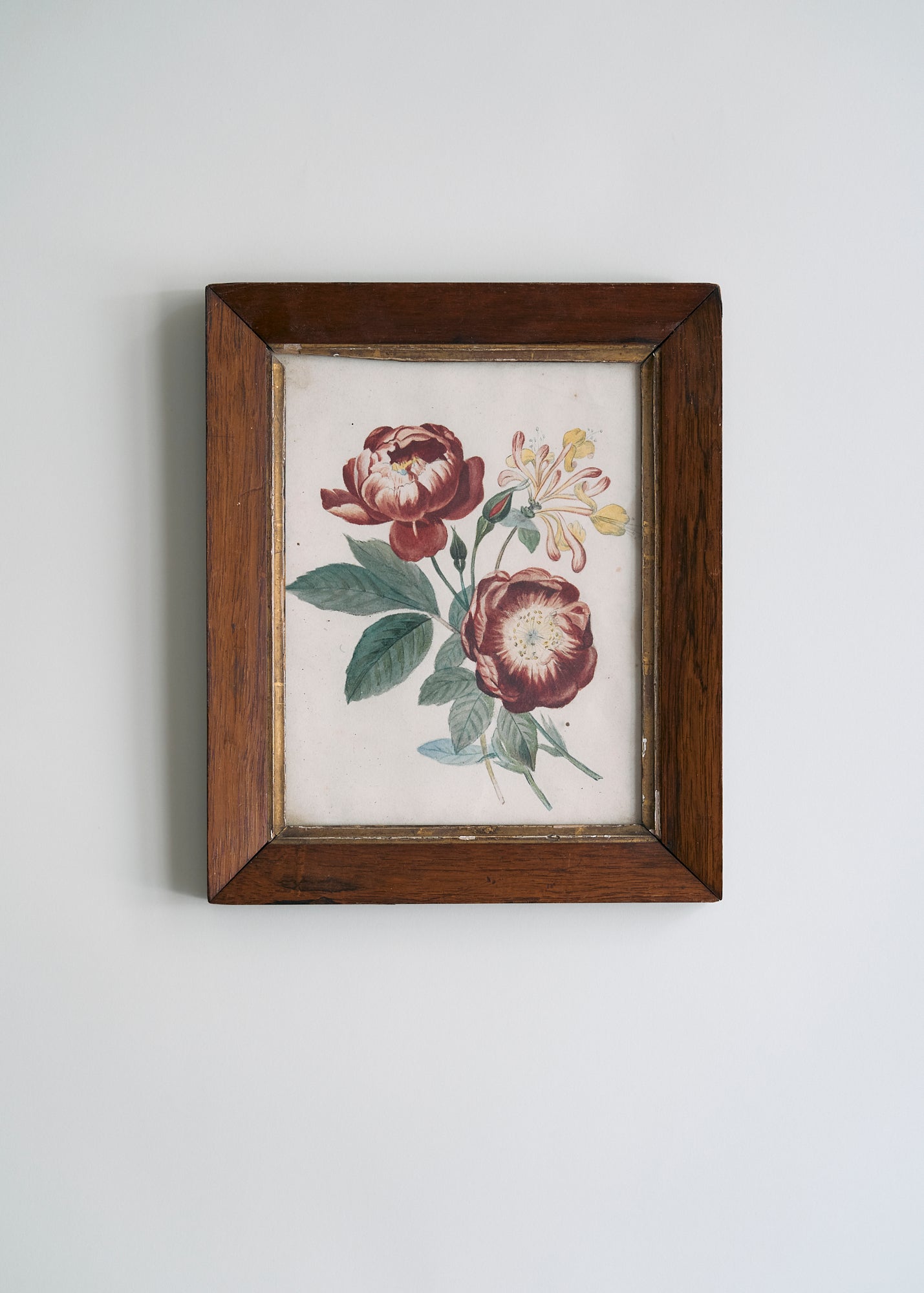 Antique Wood Framed Peonies