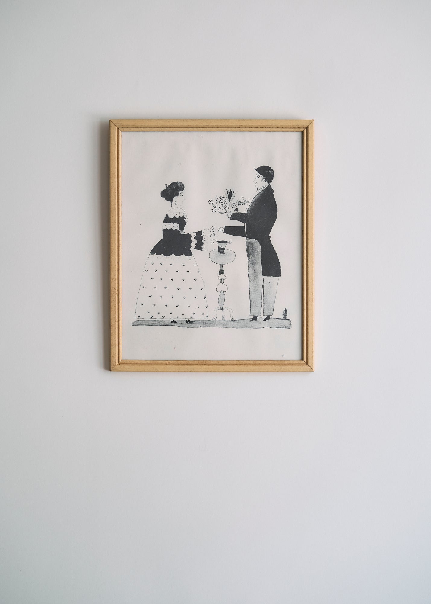 Antique Framed Folk Art Fraktur Print