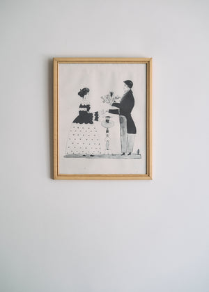 Antique Framed Folk Art Fraktur Print