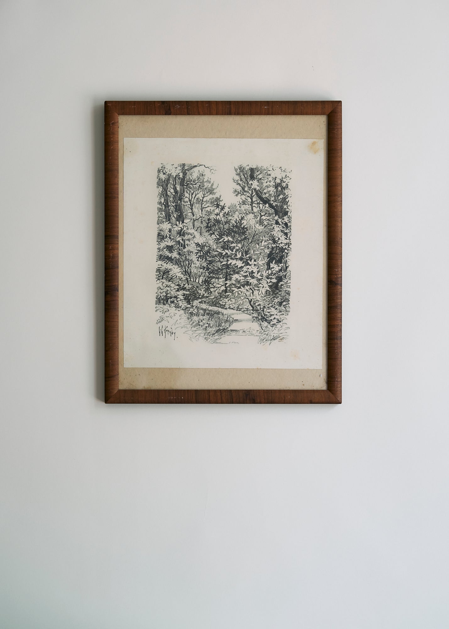 Antique Black and White Forest Path Print