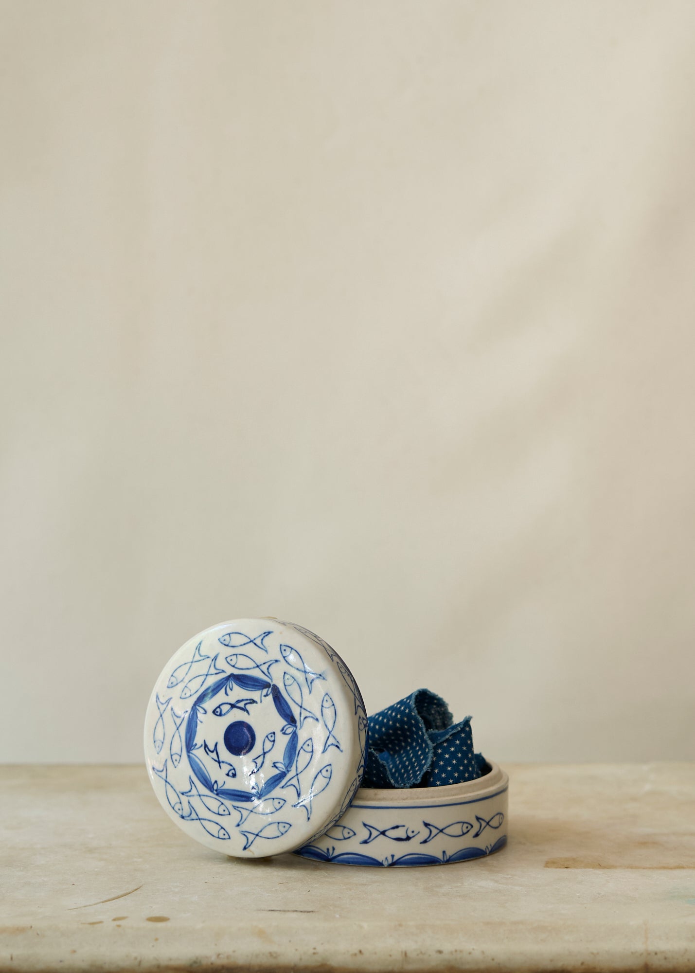 Vintage Ceramic Fish Trinket Jar