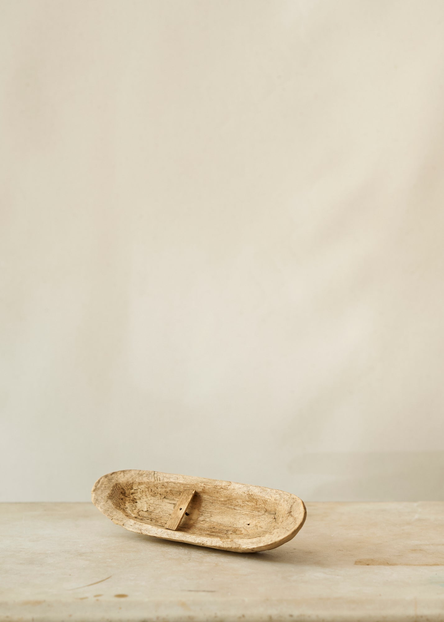 Hand Carved Folk Art Wooden Boat