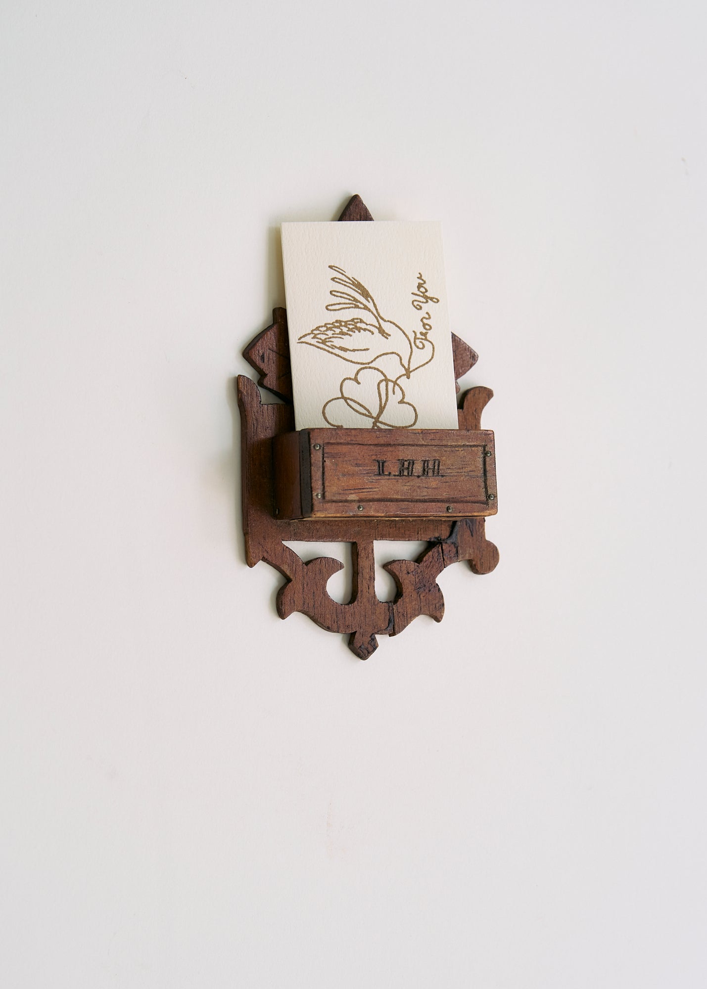 Small Antique Folk Art Carved Wall Pocket