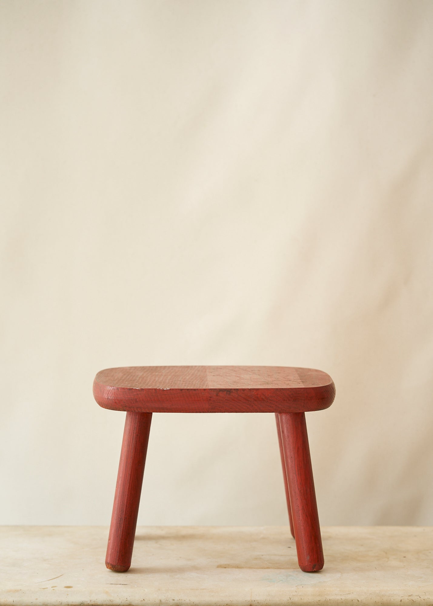 Vintage Red Painted Stool