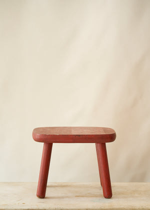 Vintage Red Painted Stool