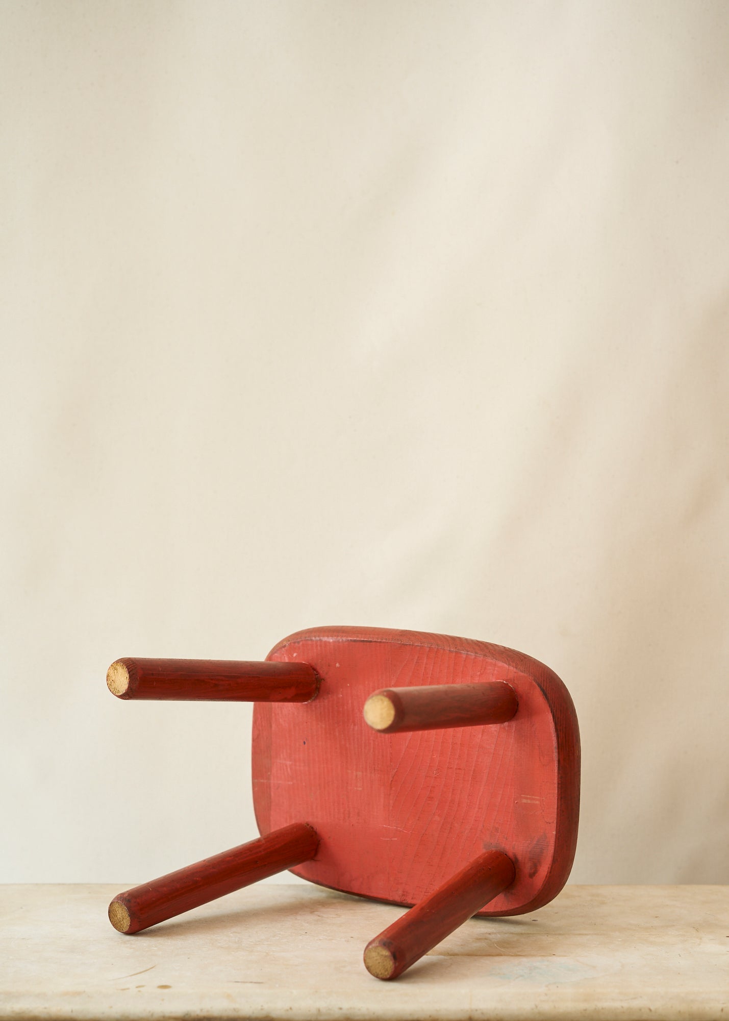 Vintage Red Painted Stool