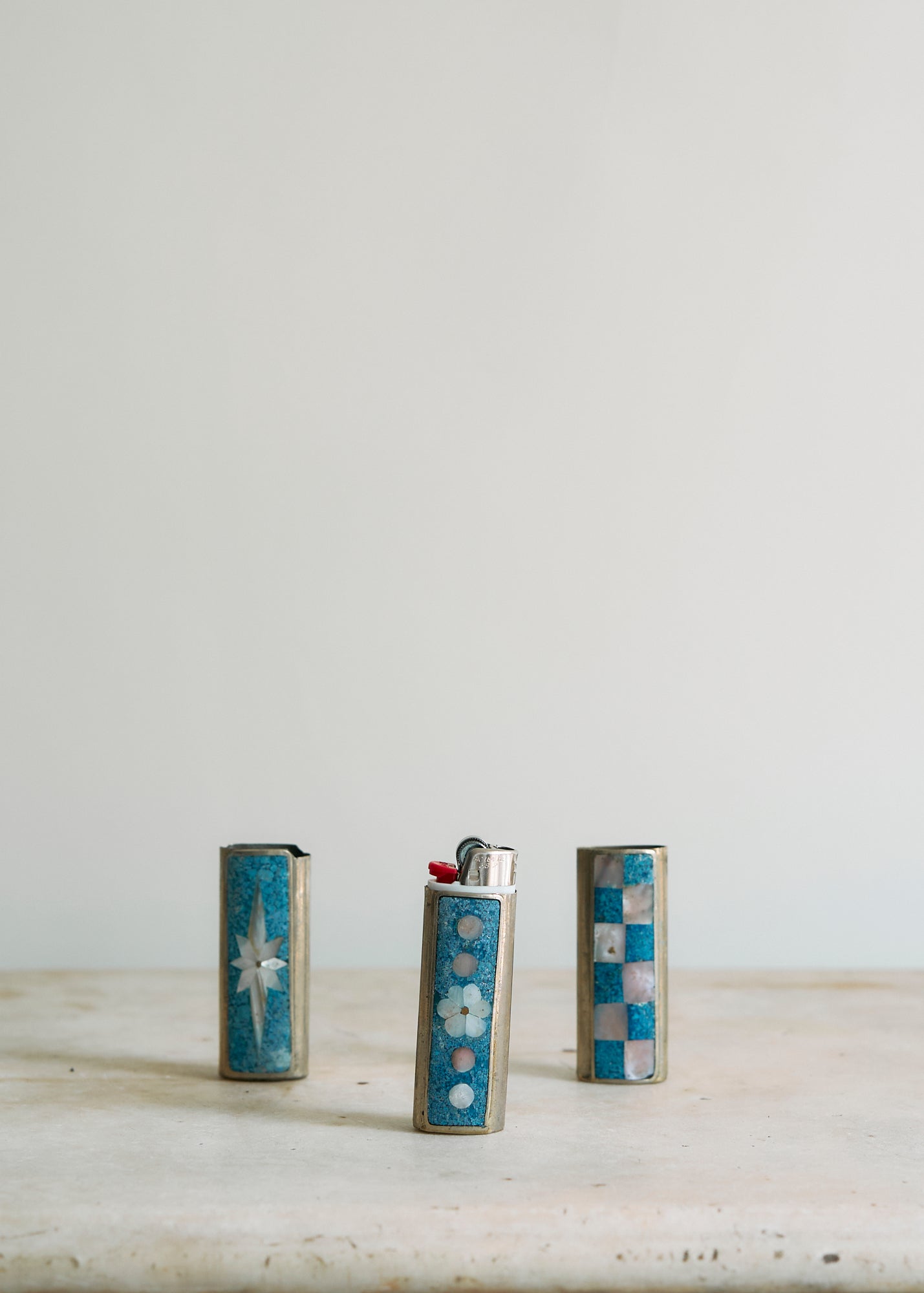 Vintage Handcrafted Sterling Inlay Lighter Covers