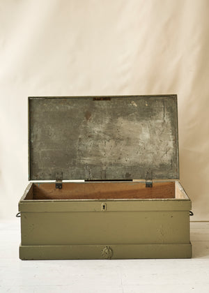 Green Painted Wood Storage Trunk