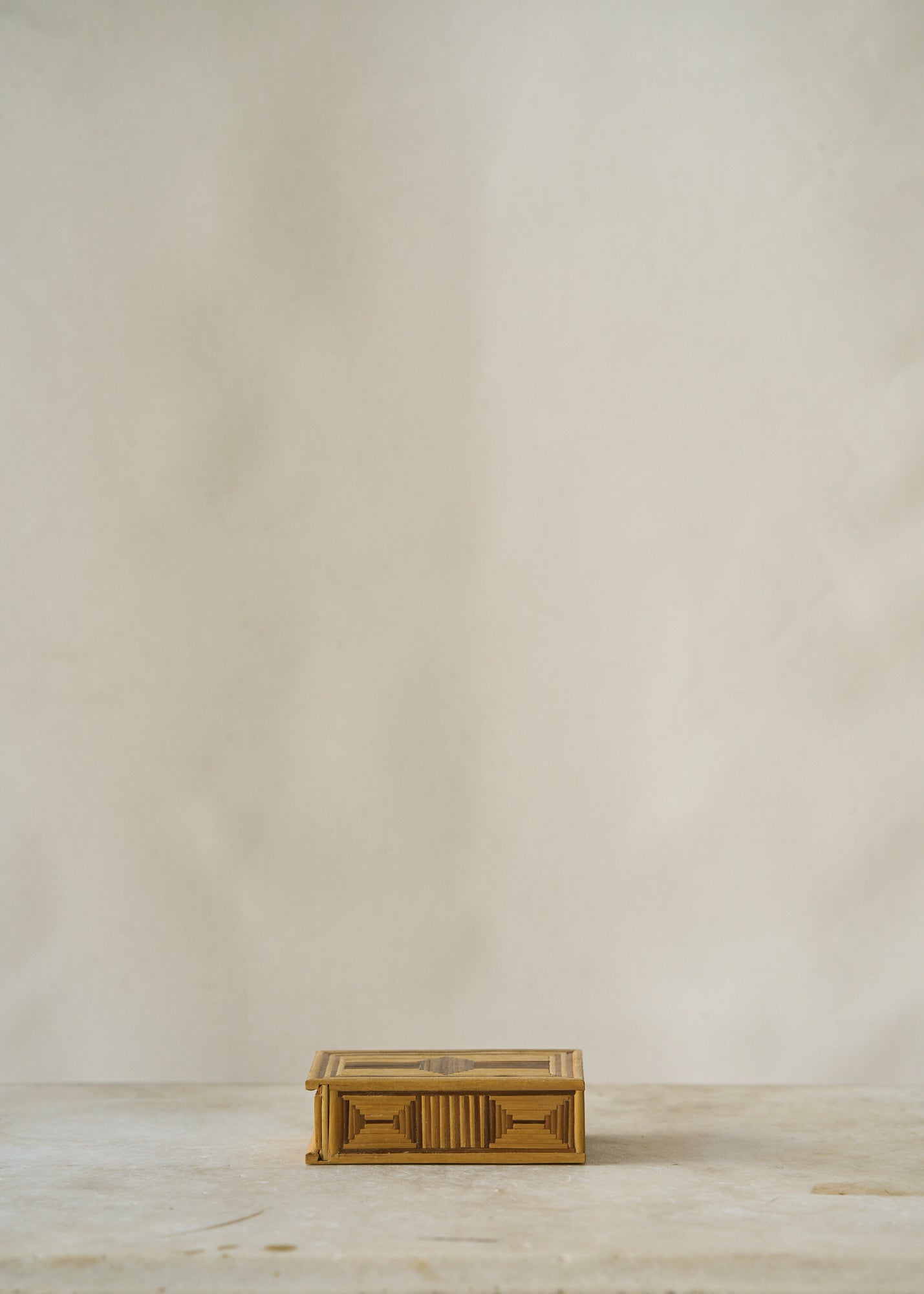 Folk Art Wooden Match Trinket Box