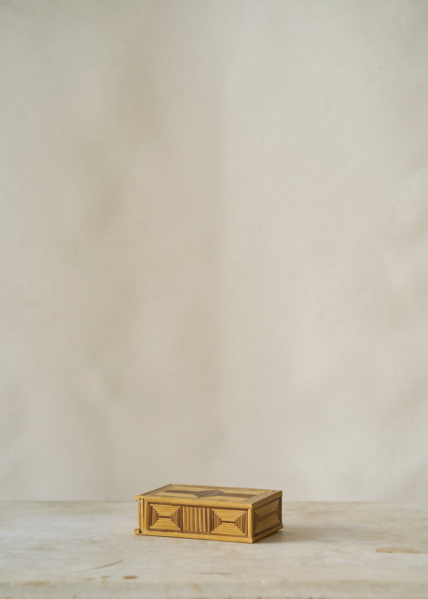 Folk Art Wooden Match Trinket Box