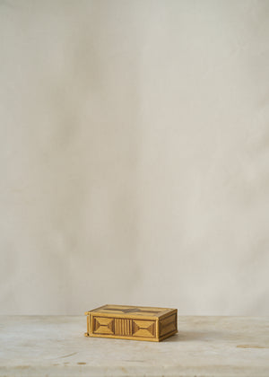 Folk Art Wooden Match Trinket Box
