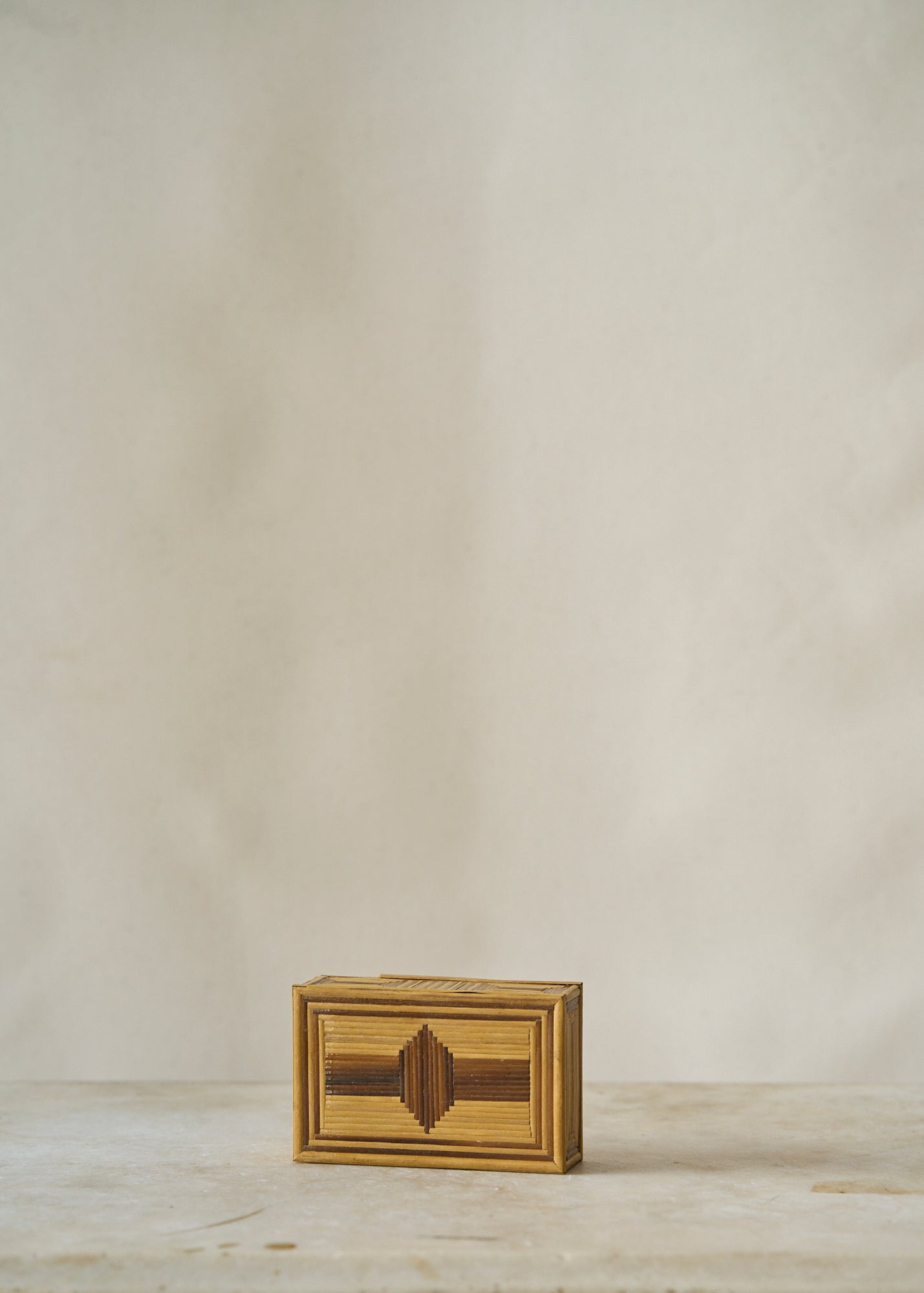 Folk Art Wooden Match Trinket Box