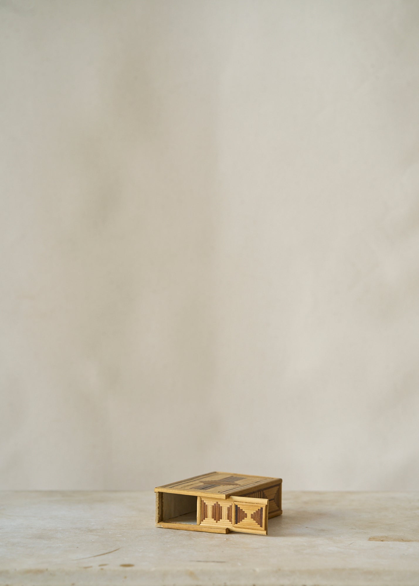 Folk Art Wooden Match Trinket Box