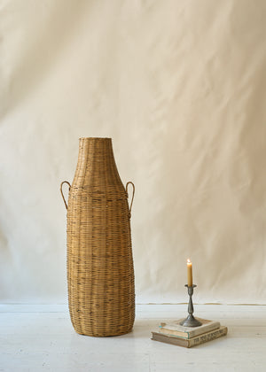Large Vintage Wicker Floor Vase