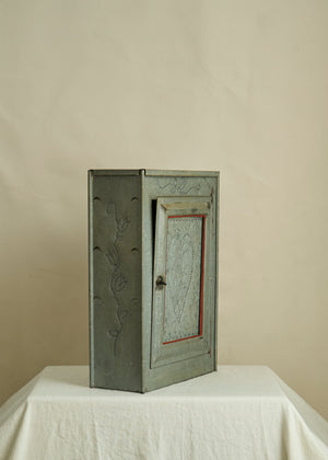 Folk Art Punched Tin Wall Cabinet