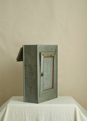 Folk Art Punched Tin Wall Cabinet