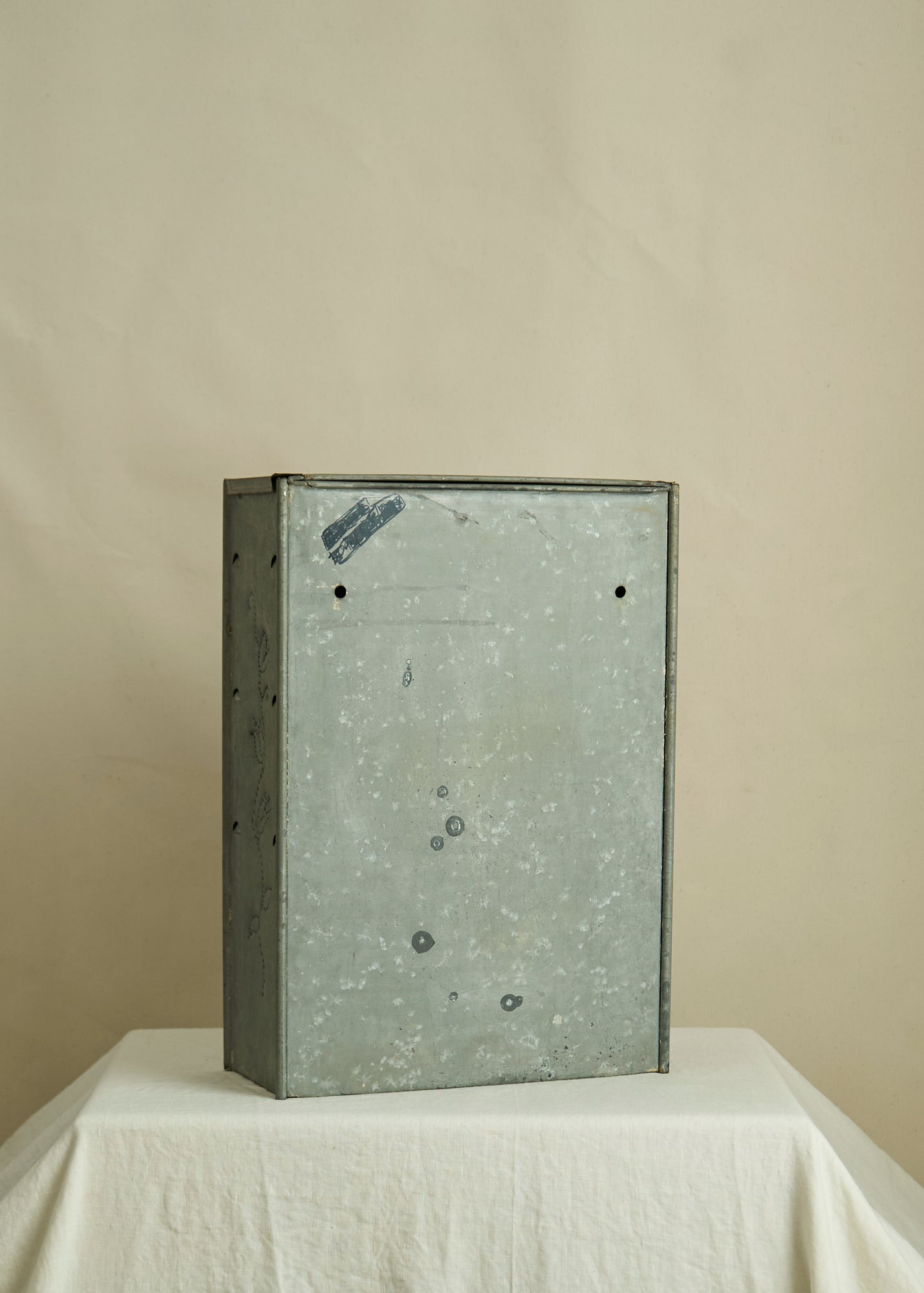 Folk Art Punched Tin Wall Cabinet