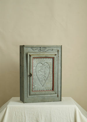 Folk Art Punched Tin Wall Cabinet