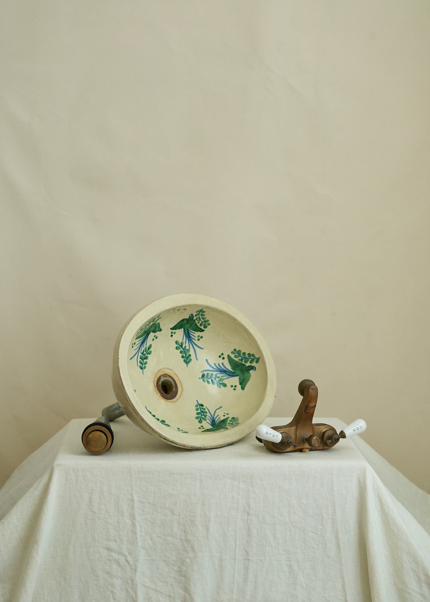 Vintage Hand Painted Ceramic Sink