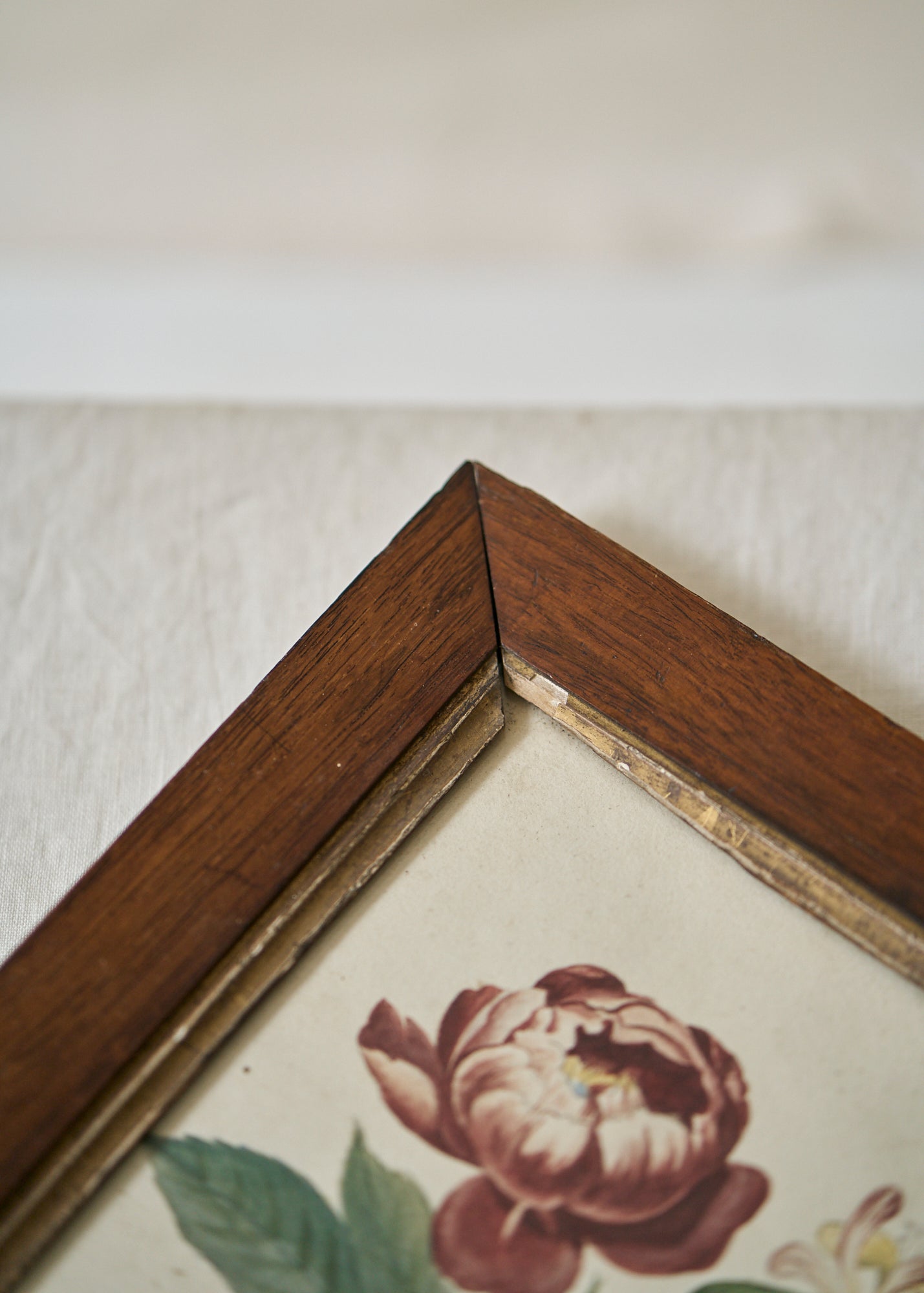 Antique Wood Framed Peonies
