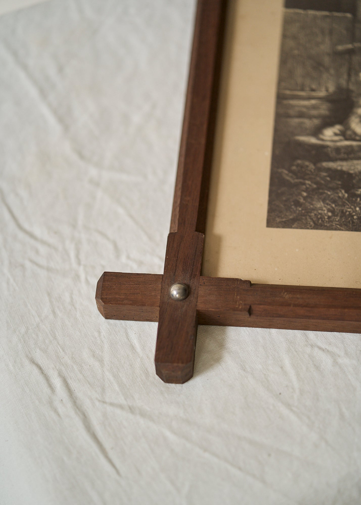 Antique Wood Framed Boy and Dog