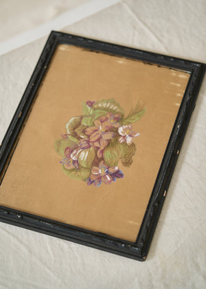 Antique Floral Pastel Drawing