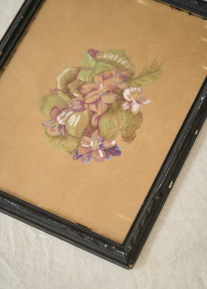 Antique Floral Pastel Drawing