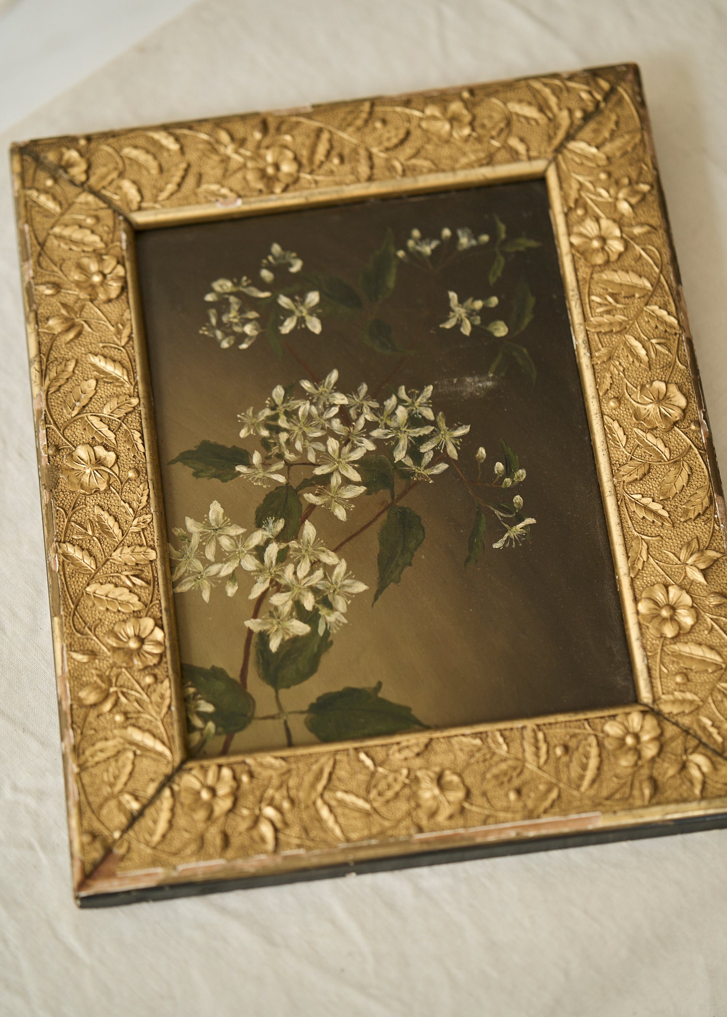 Antique Jasmine Flowers Oil Painting