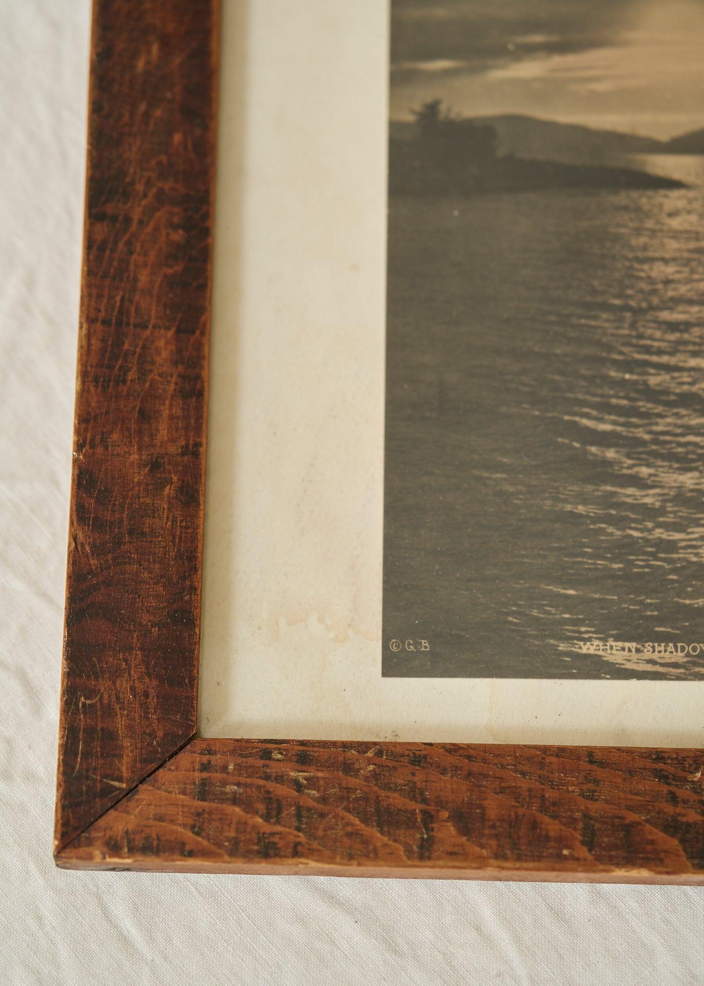 Antique Sunset Print in Wood Frame